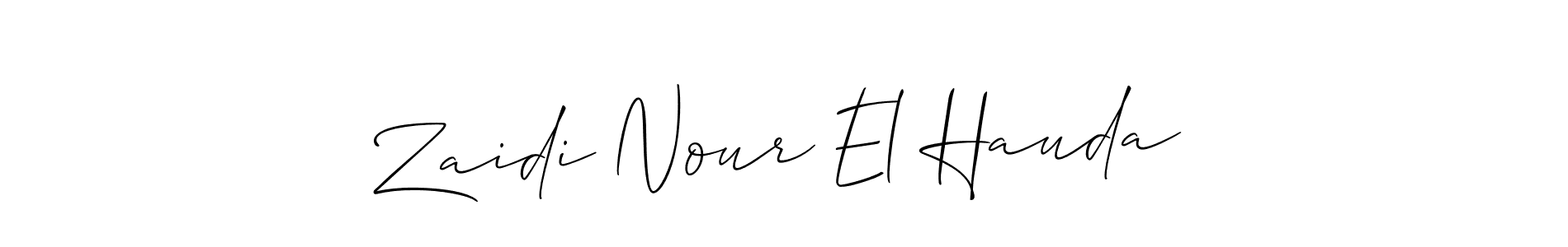 How to make Zaidi Nour El Hauda name signature. Use Allison_Script style for creating short signs online. This is the latest handwritten sign. Zaidi Nour El Hauda signature style 2 images and pictures png