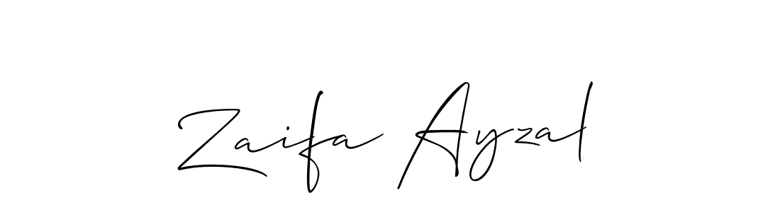 It looks lik you need a new signature style for name Zaifa Ayzal. Design unique handwritten (Allison_Script) signature with our free signature maker in just a few clicks. Zaifa Ayzal signature style 2 images and pictures png