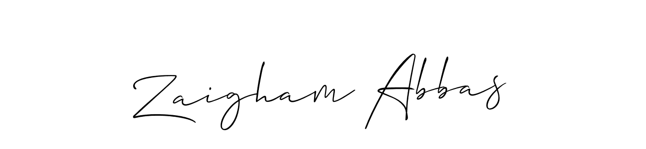 Create a beautiful signature design for name Zaigham Abbas. With this signature (Allison_Script) fonts, you can make a handwritten signature for free. Zaigham Abbas signature style 2 images and pictures png