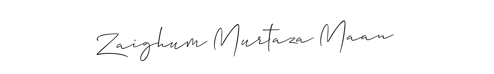How to make Zaighum Murtaza Maan name signature. Use Allison_Script style for creating short signs online. This is the latest handwritten sign. Zaighum Murtaza Maan signature style 2 images and pictures png