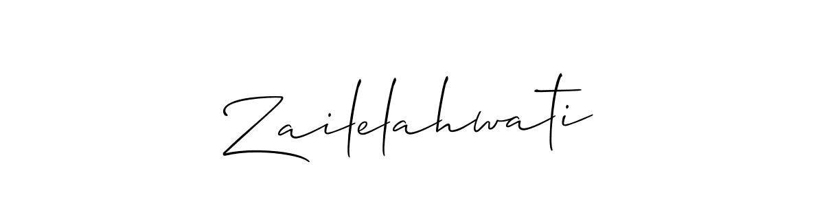 Allison_Script is a professional signature style that is perfect for those who want to add a touch of class to their signature. It is also a great choice for those who want to make their signature more unique. Get Zailelahwati name to fancy signature for free. Zailelahwati signature style 2 images and pictures png