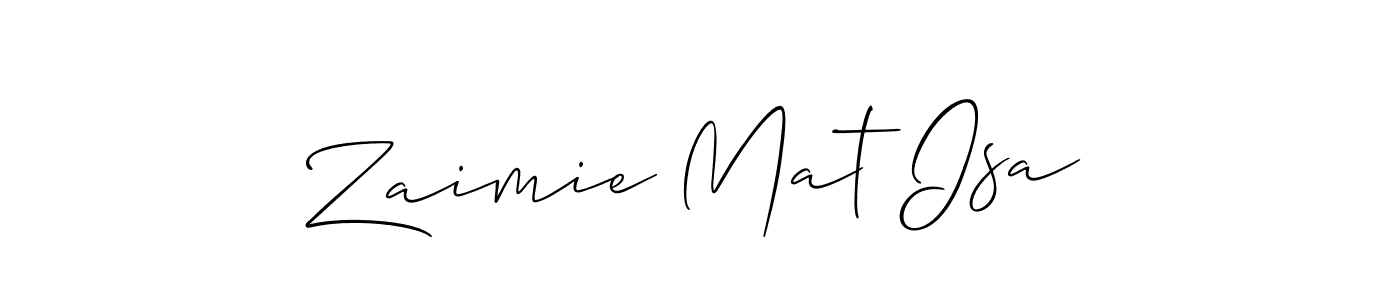 Make a beautiful signature design for name Zaimie Mat Isa. With this signature (Allison_Script) style, you can create a handwritten signature for free. Zaimie Mat Isa signature style 2 images and pictures png