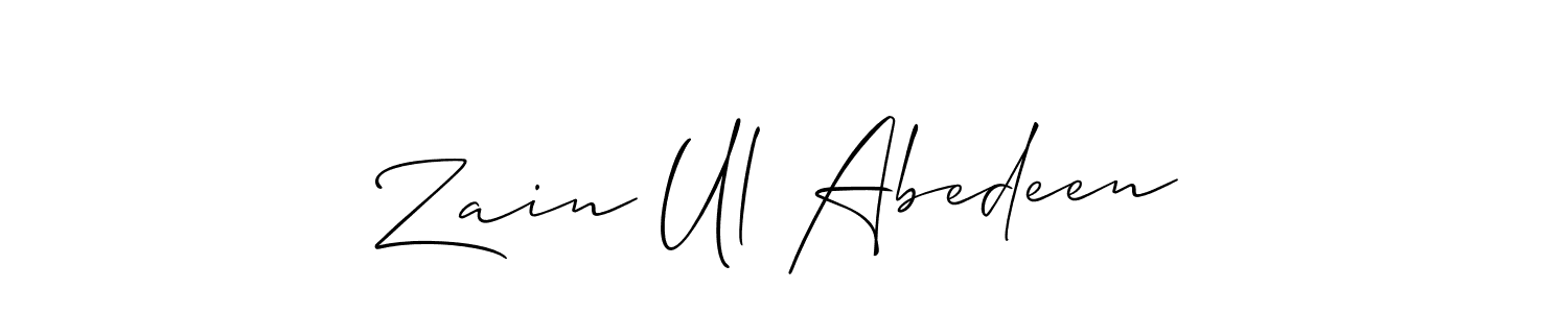 Make a beautiful signature design for name Zain Ul Abedeen. With this signature (Allison_Script) style, you can create a handwritten signature for free. Zain Ul Abedeen signature style 2 images and pictures png