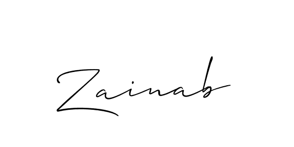 Create a beautiful signature design for name Zainab. With this signature (Allison_Script) fonts, you can make a handwritten signature for free. Zainab signature style 2 images and pictures png