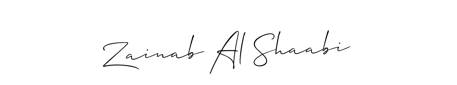 How to make Zainab Al Shaabi signature? Allison_Script is a professional autograph style. Create handwritten signature for Zainab Al Shaabi name. Zainab Al Shaabi signature style 2 images and pictures png