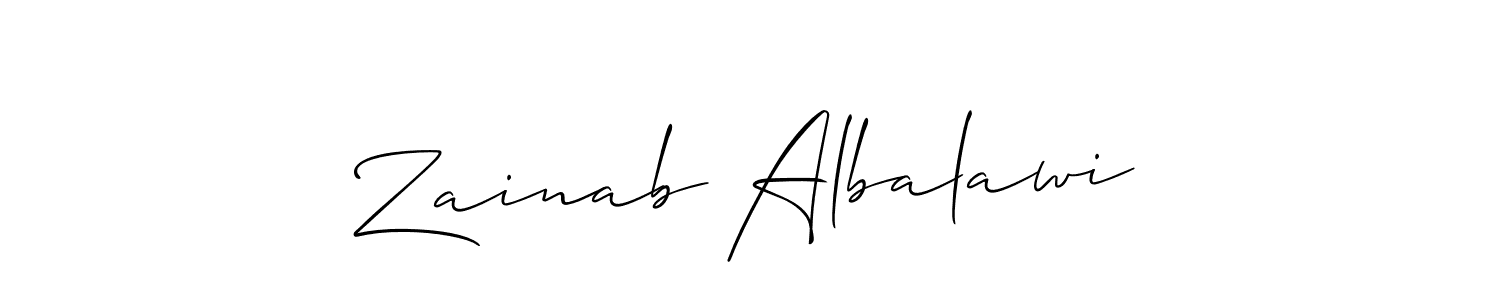 Similarly Allison_Script is the best handwritten signature design. Signature creator online .You can use it as an online autograph creator for name Zainab Albalawi. Zainab Albalawi signature style 2 images and pictures png