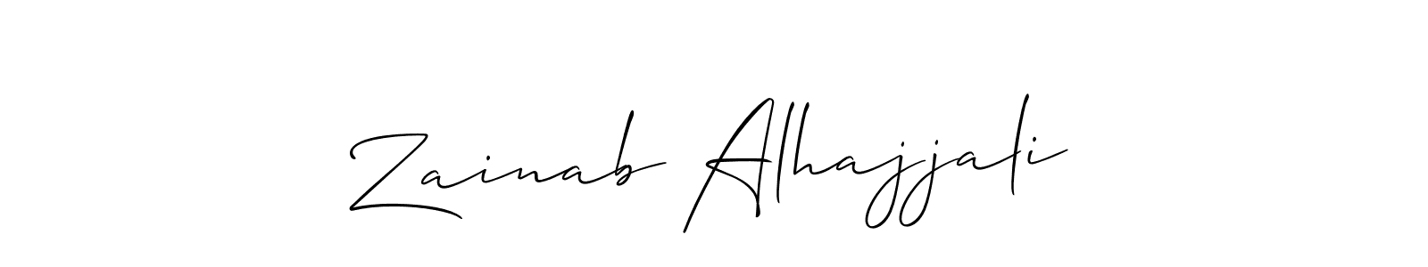 You should practise on your own different ways (Allison_Script) to write your name (Zainab Alhajjali) in signature. don't let someone else do it for you. Zainab Alhajjali signature style 2 images and pictures png