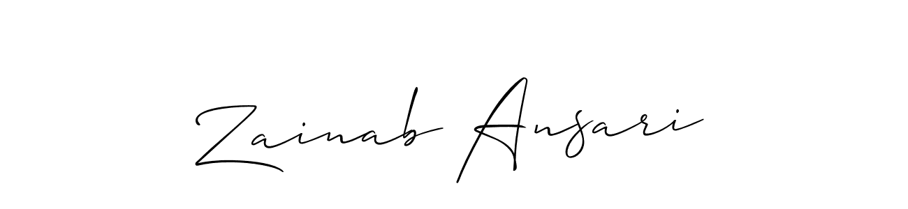 Create a beautiful signature design for name Zainab Ansari. With this signature (Allison_Script) fonts, you can make a handwritten signature for free. Zainab Ansari signature style 2 images and pictures png