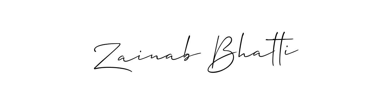 This is the best signature style for the Zainab Bhatti name. Also you like these signature font (Allison_Script). Mix name signature. Zainab Bhatti signature style 2 images and pictures png