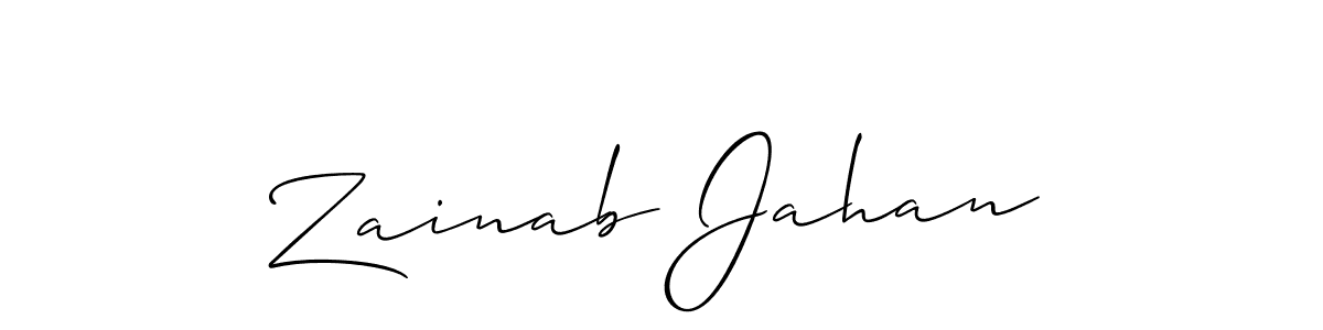 Allison_Script is a professional signature style that is perfect for those who want to add a touch of class to their signature. It is also a great choice for those who want to make their signature more unique. Get Zainab Jahan name to fancy signature for free. Zainab Jahan signature style 2 images and pictures png