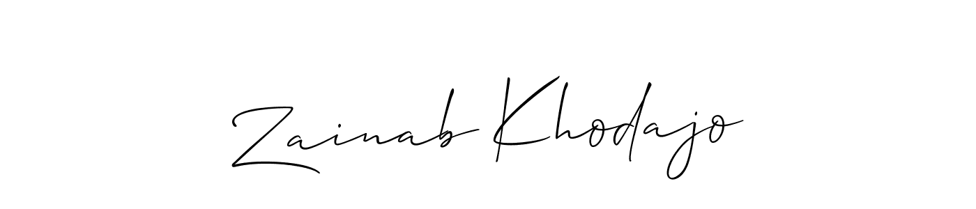 You should practise on your own different ways (Allison_Script) to write your name (Zainab Khodajo) in signature. don't let someone else do it for you. Zainab Khodajo signature style 2 images and pictures png