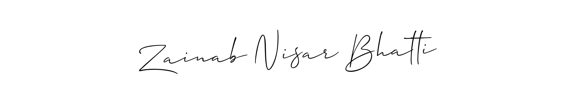 You can use this online signature creator to create a handwritten signature for the name Zainab Nisar Bhatti. This is the best online autograph maker. Zainab Nisar Bhatti signature style 2 images and pictures png