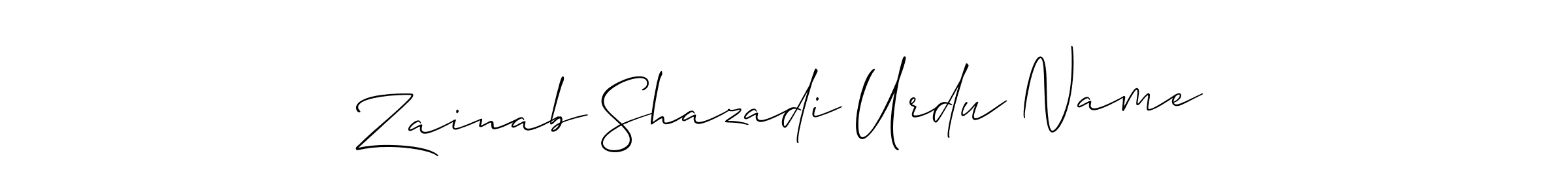 How to make Zainab Shazadi Urdu Name name signature. Use Allison_Script style for creating short signs online. This is the latest handwritten sign. Zainab Shazadi Urdu Name signature style 2 images and pictures png