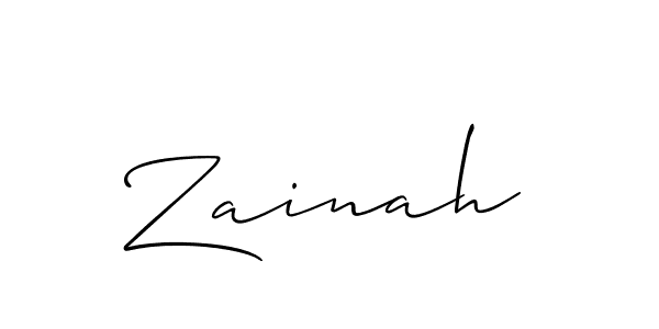 Zainah stylish signature style. Best Handwritten Sign (Allison_Script) for my name. Handwritten Signature Collection Ideas for my name Zainah. Zainah signature style 2 images and pictures png