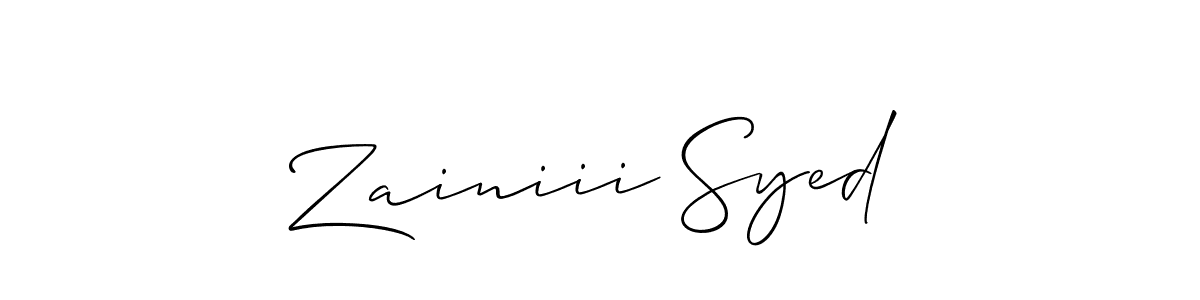 Use a signature maker to create a handwritten signature online. With this signature software, you can design (Allison_Script) your own signature for name Zainiii Syed. Zainiii Syed signature style 2 images and pictures png