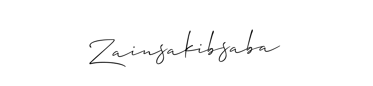 How to make Zainsakibsaba signature? Allison_Script is a professional autograph style. Create handwritten signature for Zainsakibsaba name. Zainsakibsaba signature style 2 images and pictures png