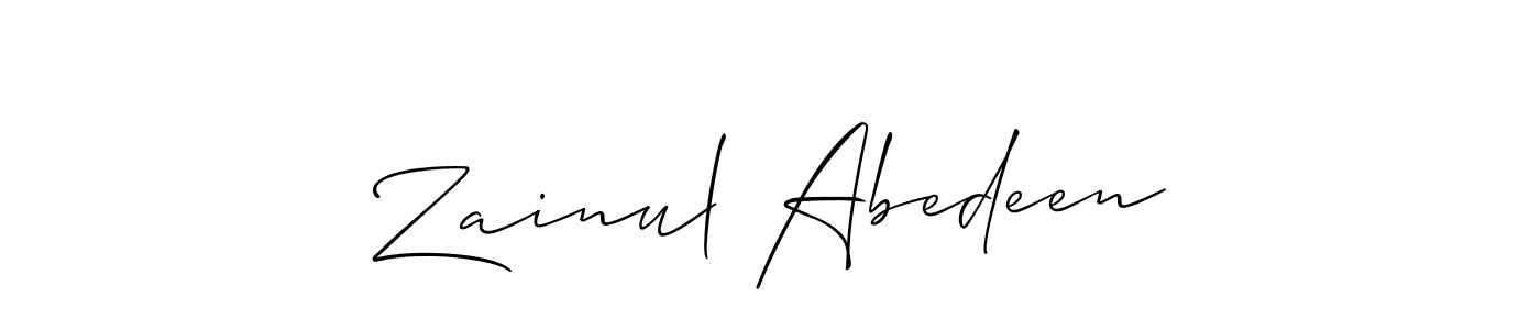 Make a beautiful signature design for name Zainul Abedeen. With this signature (Allison_Script) style, you can create a handwritten signature for free. Zainul Abedeen signature style 2 images and pictures png