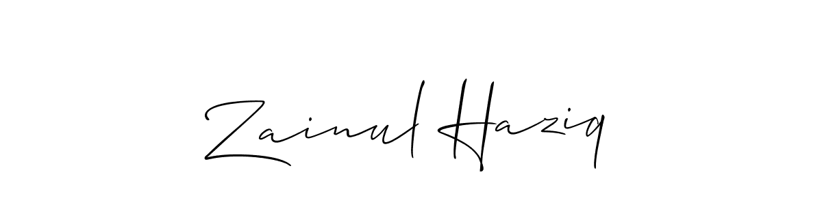 How to make Zainul Haziq name signature. Use Allison_Script style for creating short signs online. This is the latest handwritten sign. Zainul Haziq signature style 2 images and pictures png