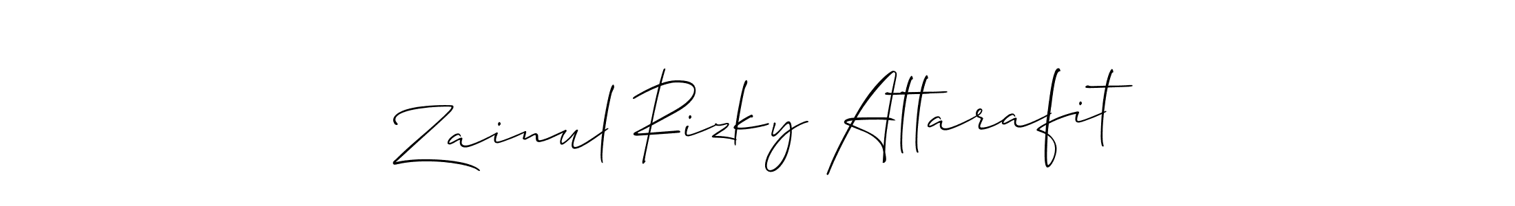 Use a signature maker to create a handwritten signature online. With this signature software, you can design (Allison_Script) your own signature for name Zainul Rizky Attarafit. Zainul Rizky Attarafit signature style 2 images and pictures png