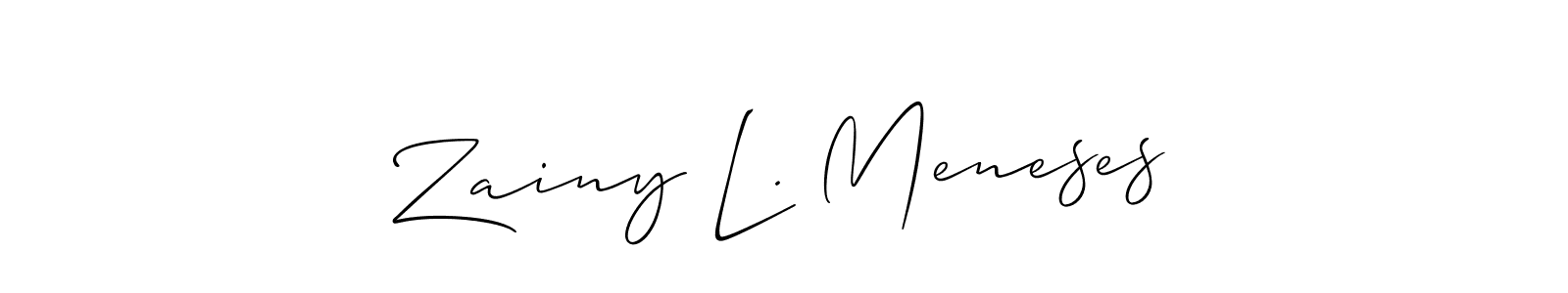 You should practise on your own different ways (Allison_Script) to write your name (Zainy L. Meneses) in signature. don't let someone else do it for you. Zainy L. Meneses signature style 2 images and pictures png