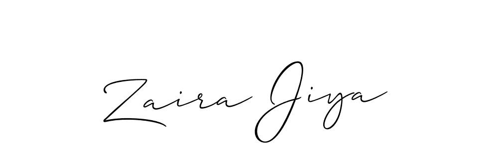 Create a beautiful signature design for name Zaira Jiya. With this signature (Allison_Script) fonts, you can make a handwritten signature for free. Zaira Jiya signature style 2 images and pictures png