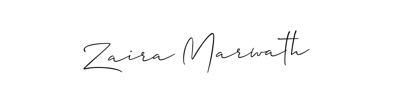 Make a short Zaira Marwath signature style. Manage your documents anywhere anytime using Allison_Script. Create and add eSignatures, submit forms, share and send files easily. Zaira Marwath signature style 2 images and pictures png
