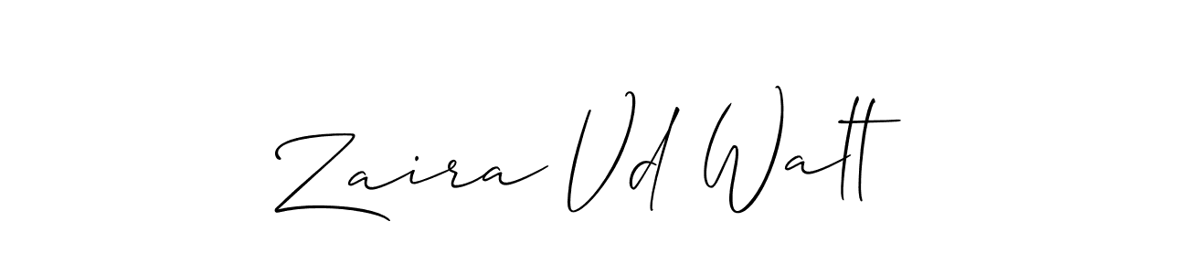 This is the best signature style for the Zaira Vd Walt name. Also you like these signature font (Allison_Script). Mix name signature. Zaira Vd Walt signature style 2 images and pictures png