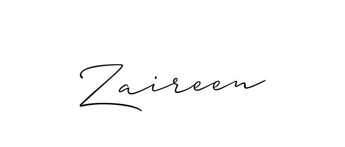 The best way (Allison_Script) to make a short signature is to pick only two or three words in your name. The name Zaireen include a total of six letters. For converting this name. Zaireen signature style 2 images and pictures png