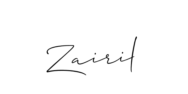 Make a beautiful signature design for name Zairil. With this signature (Allison_Script) style, you can create a handwritten signature for free. Zairil signature style 2 images and pictures png