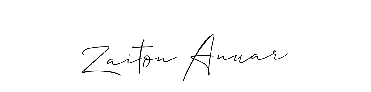 Make a beautiful signature design for name Zaiton Anuar. With this signature (Allison_Script) style, you can create a handwritten signature for free. Zaiton Anuar signature style 2 images and pictures png
