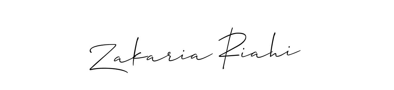 Make a beautiful signature design for name Zakaria Riahi. With this signature (Allison_Script) style, you can create a handwritten signature for free. Zakaria Riahi signature style 2 images and pictures png