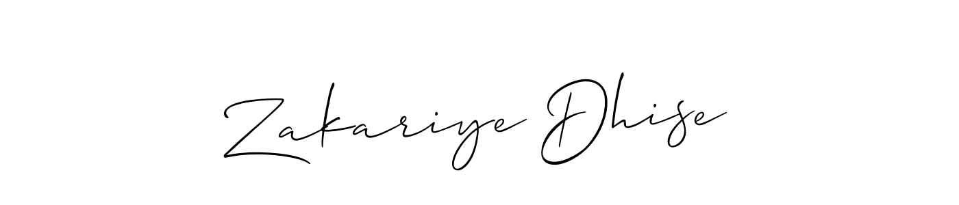 The best way (Allison_Script) to make a short signature is to pick only two or three words in your name. The name Zakariye Dhise include a total of six letters. For converting this name. Zakariye Dhise signature style 2 images and pictures png