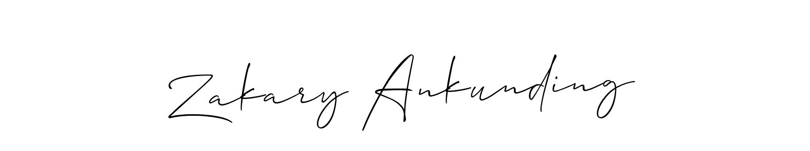 How to make Zakary Ankunding name signature. Use Allison_Script style for creating short signs online. This is the latest handwritten sign. Zakary Ankunding signature style 2 images and pictures png