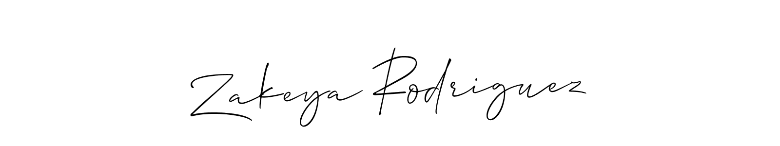 How to make Zakeya Rodriguez name signature. Use Allison_Script style for creating short signs online. This is the latest handwritten sign. Zakeya Rodriguez signature style 2 images and pictures png