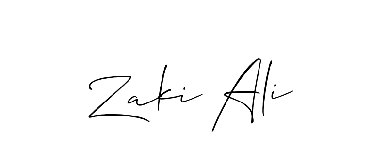 Create a beautiful signature design for name Zaki Ali. With this signature (Allison_Script) fonts, you can make a handwritten signature for free. Zaki Ali signature style 2 images and pictures png