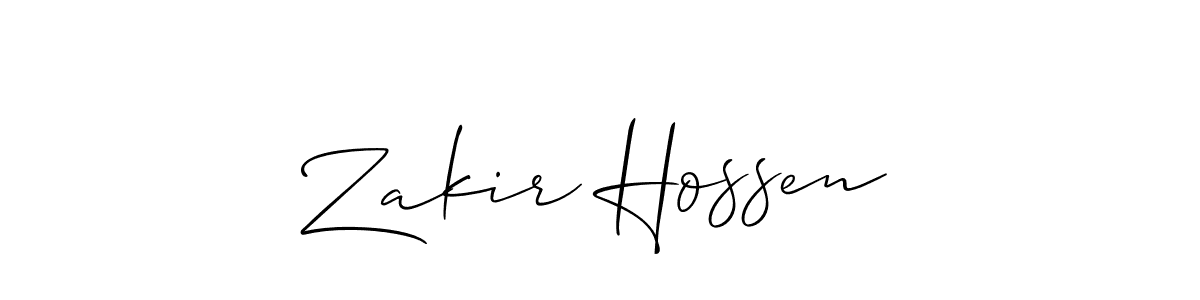 Use a signature maker to create a handwritten signature online. With this signature software, you can design (Allison_Script) your own signature for name Zakir Hossen. Zakir Hossen signature style 2 images and pictures png