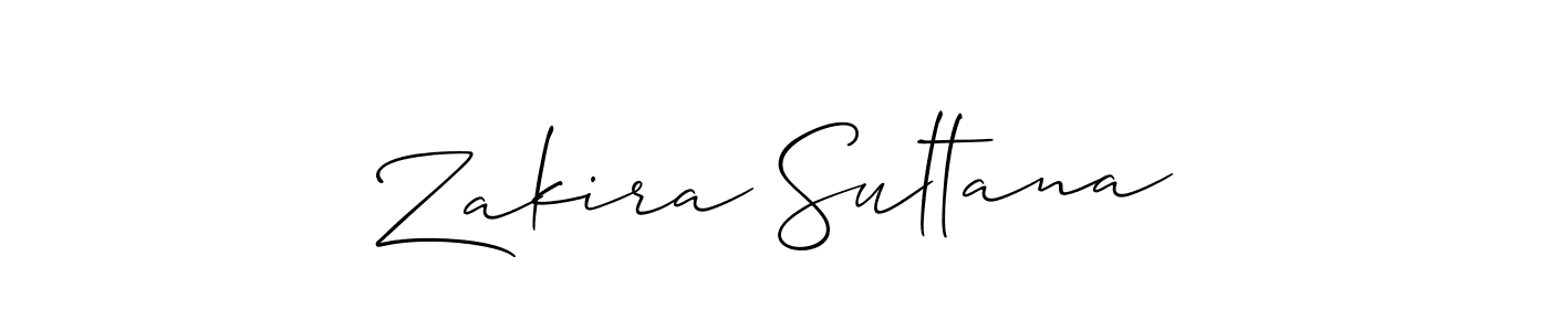 The best way (Allison_Script) to make a short signature is to pick only two or three words in your name. The name Zakira Sultana include a total of six letters. For converting this name. Zakira Sultana signature style 2 images and pictures png
