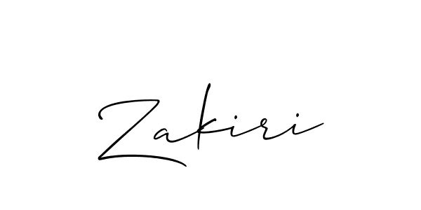Design your own signature with our free online signature maker. With this signature software, you can create a handwritten (Allison_Script) signature for name Zakiri. Zakiri signature style 2 images and pictures png