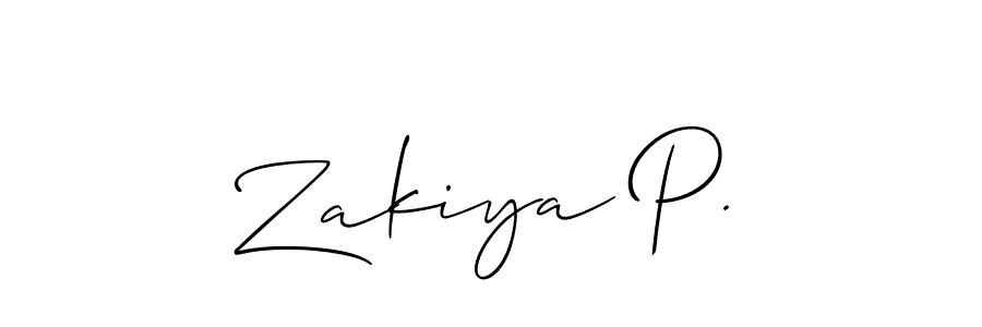 Design your own signature with our free online signature maker. With this signature software, you can create a handwritten (Allison_Script) signature for name Zakiya P.. Zakiya P. signature style 2 images and pictures png