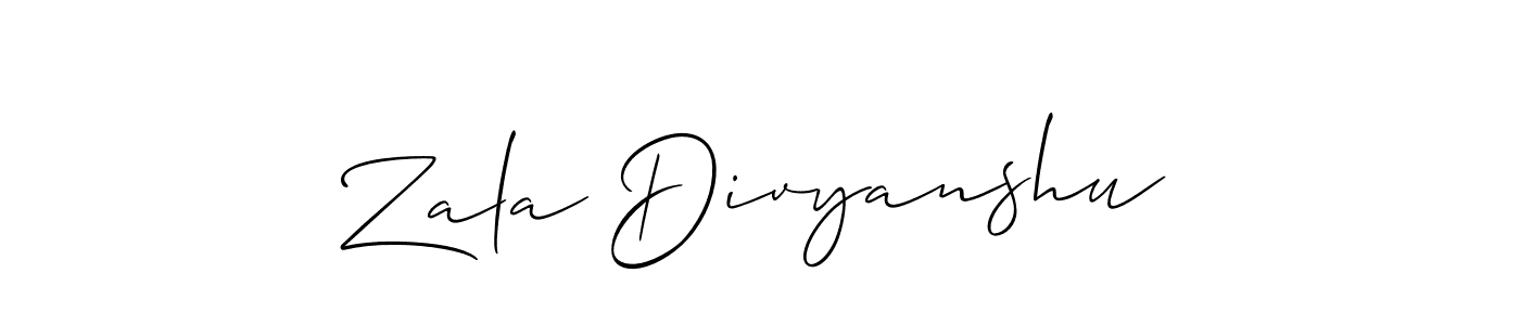 Make a beautiful signature design for name Zala Divyanshu. With this signature (Allison_Script) style, you can create a handwritten signature for free. Zala Divyanshu signature style 2 images and pictures png
