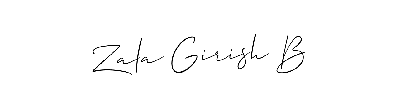 The best way (Allison_Script) to make a short signature is to pick only two or three words in your name. The name Zala Girish B include a total of six letters. For converting this name. Zala Girish B signature style 2 images and pictures png