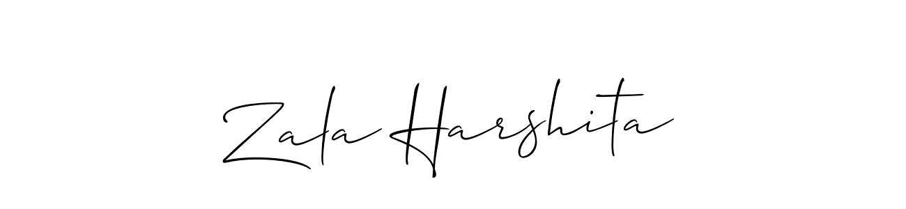 Similarly Allison_Script is the best handwritten signature design. Signature creator online .You can use it as an online autograph creator for name Zala Harshita. Zala Harshita signature style 2 images and pictures png