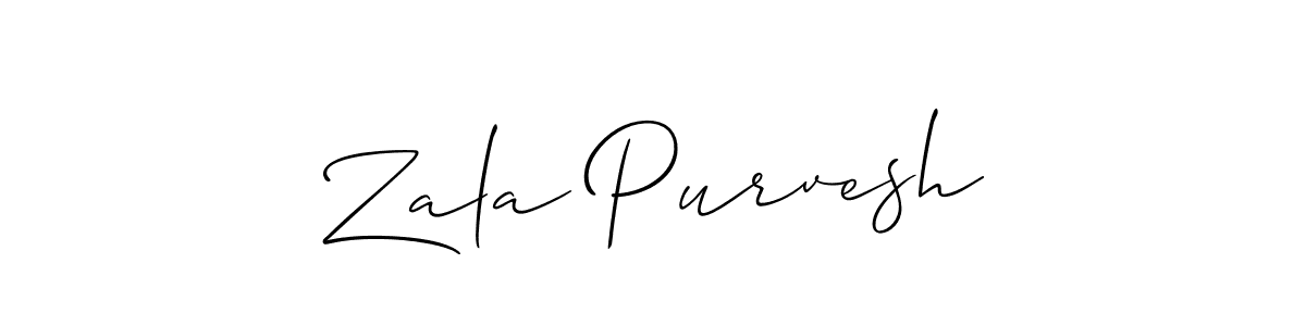Zala Purvesh stylish signature style. Best Handwritten Sign (Allison_Script) for my name. Handwritten Signature Collection Ideas for my name Zala Purvesh. Zala Purvesh signature style 2 images and pictures png