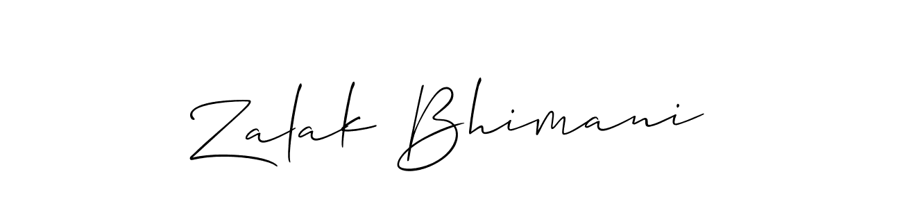 Make a short Zalak Bhimani signature style. Manage your documents anywhere anytime using Allison_Script. Create and add eSignatures, submit forms, share and send files easily. Zalak Bhimani signature style 2 images and pictures png