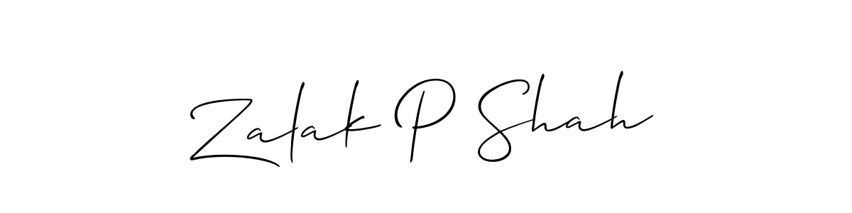 Create a beautiful signature design for name Zalak P Shah. With this signature (Allison_Script) fonts, you can make a handwritten signature for free. Zalak P Shah signature style 2 images and pictures png