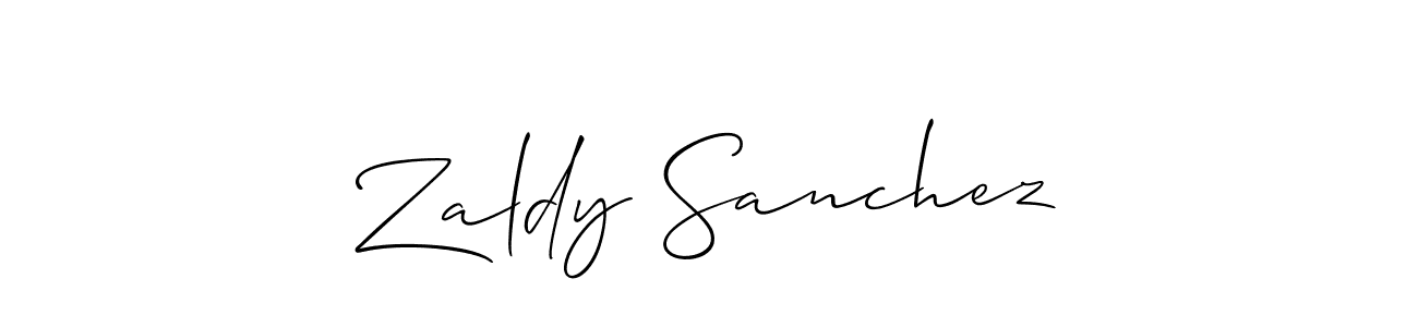 How to make Zaldy Sanchez signature? Allison_Script is a professional autograph style. Create handwritten signature for Zaldy Sanchez name. Zaldy Sanchez signature style 2 images and pictures png
