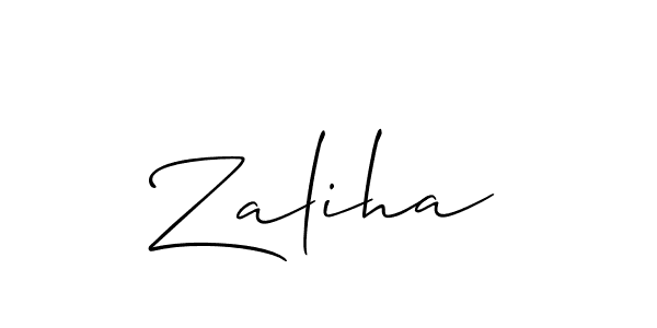 Use a signature maker to create a handwritten signature online. With this signature software, you can design (Allison_Script) your own signature for name Zaliha. Zaliha signature style 2 images and pictures png