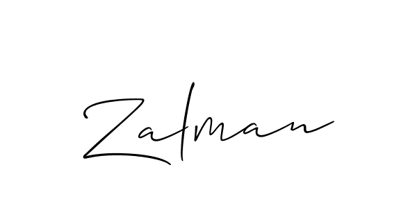 Make a beautiful signature design for name Zalman. With this signature (Allison_Script) style, you can create a handwritten signature for free. Zalman signature style 2 images and pictures png