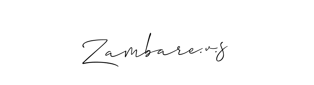 How to make Zambare.v.s name signature. Use Allison_Script style for creating short signs online. This is the latest handwritten sign. Zambare.v.s signature style 2 images and pictures png