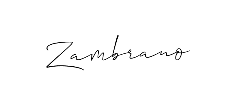 Create a beautiful signature design for name Zambrano. With this signature (Allison_Script) fonts, you can make a handwritten signature for free. Zambrano signature style 2 images and pictures png